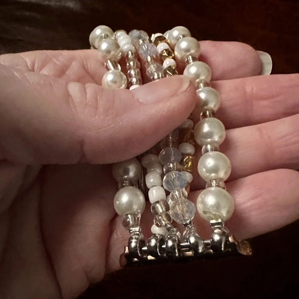 Watch band Beaded pearls multi strand stretchy for Apple Watch band